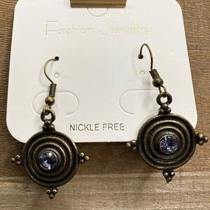 Bronze Earrings with Blue Accents NIP